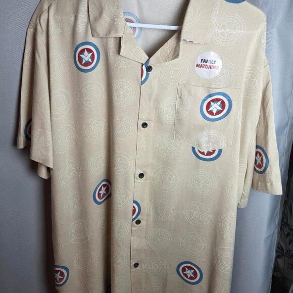 Captain America Marvel Shirt Men’s Short Sleeve Button Down Collar Size XL/TG/EG - Picture 11 of 13